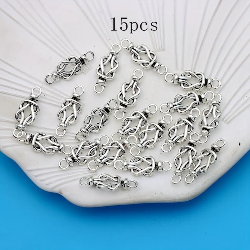 TEMU 15pcs Heart Connectors Knot Charm Pendant Knot Connectors Charms Antique Silvery Plated Small Business Supplies Alloy Plated Knot Knot Charms Making Necklace/earrings Pendant For Christmas