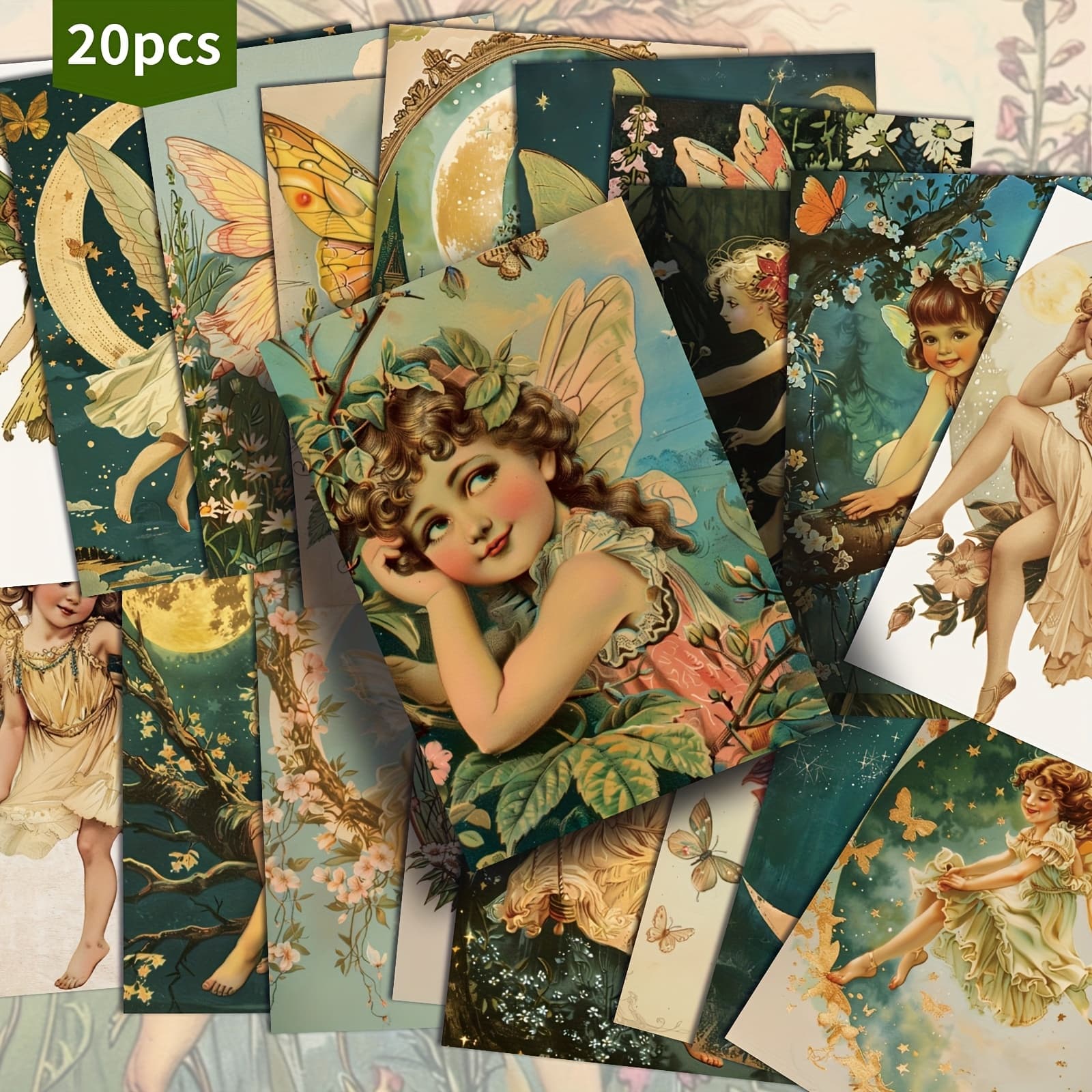 TEMU 20-pack Vintage Assorted Postcards - 4x6 Inches Junk Journal Paper, Classic Pinup Illustrations, Collectible Decorative Painting Cards For Scrapbooking & Crafting