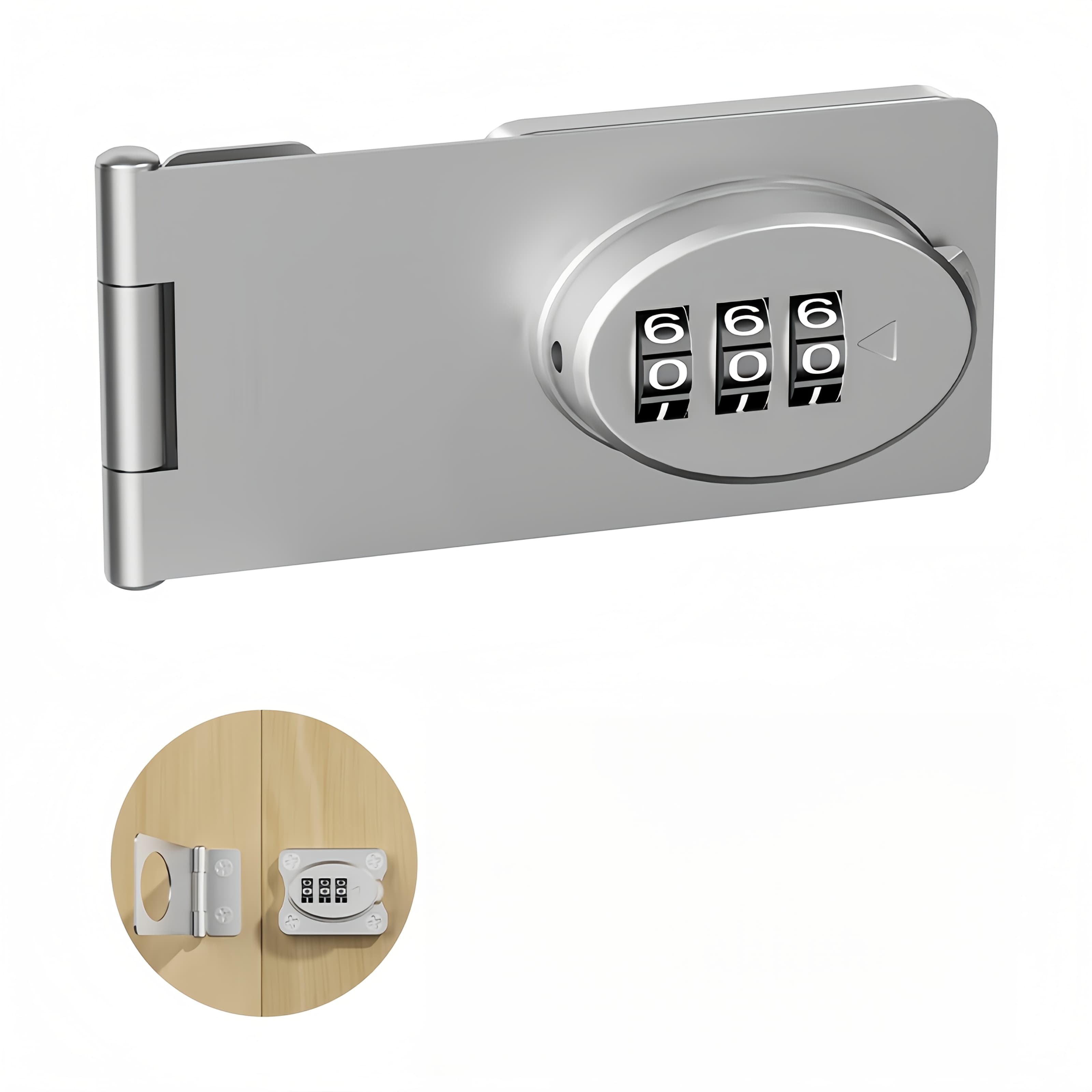 TEMU Password Cabinet Door Latch, Kitchen Cabinet Door Lock, Knob-style Password Is More Convenient For Small Cabinet Doors, Alloy Material, Iron-chromium Plating, With Screws, Holiday Gift