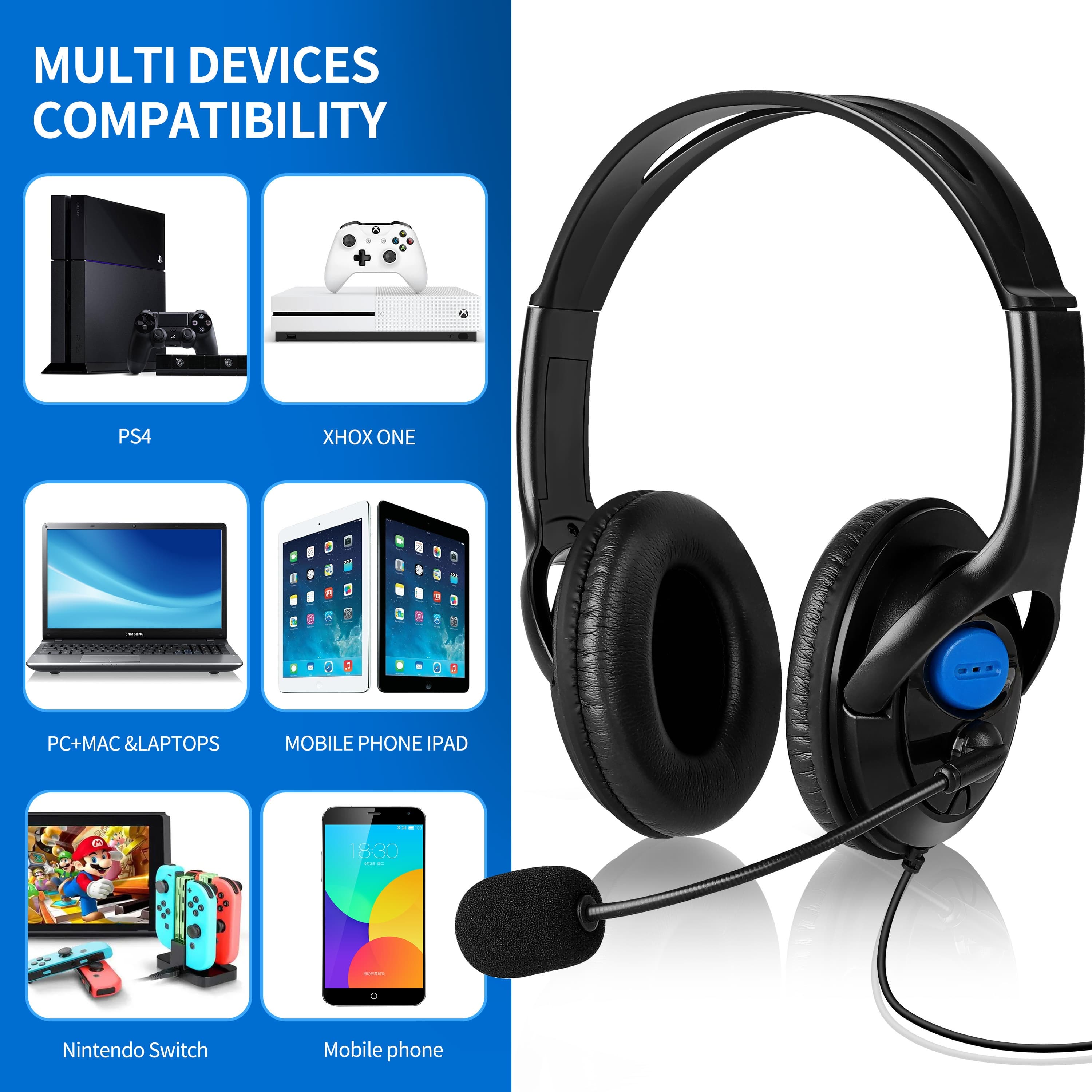 TEMU Wired Stereo Learning, Office Headset, Headphone With 40mm Driver, 3.5mm Plug For Listening To Music, Outdoor Sports, Learning To Listen To Music Appreciation, Black