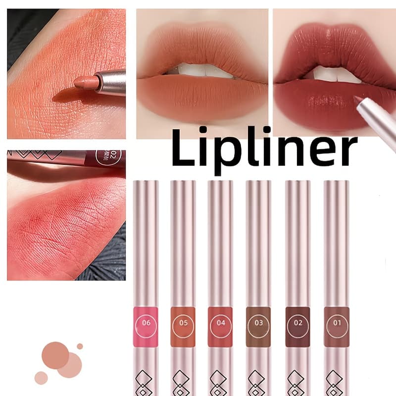 TEMU 6 Matte Lip Liner Set, Smooth Nude Color, Waterproof Lasting, Velvet Professional Lip Crayon, Matte Lip Liner, Valentine's Day Gift Makeup Set