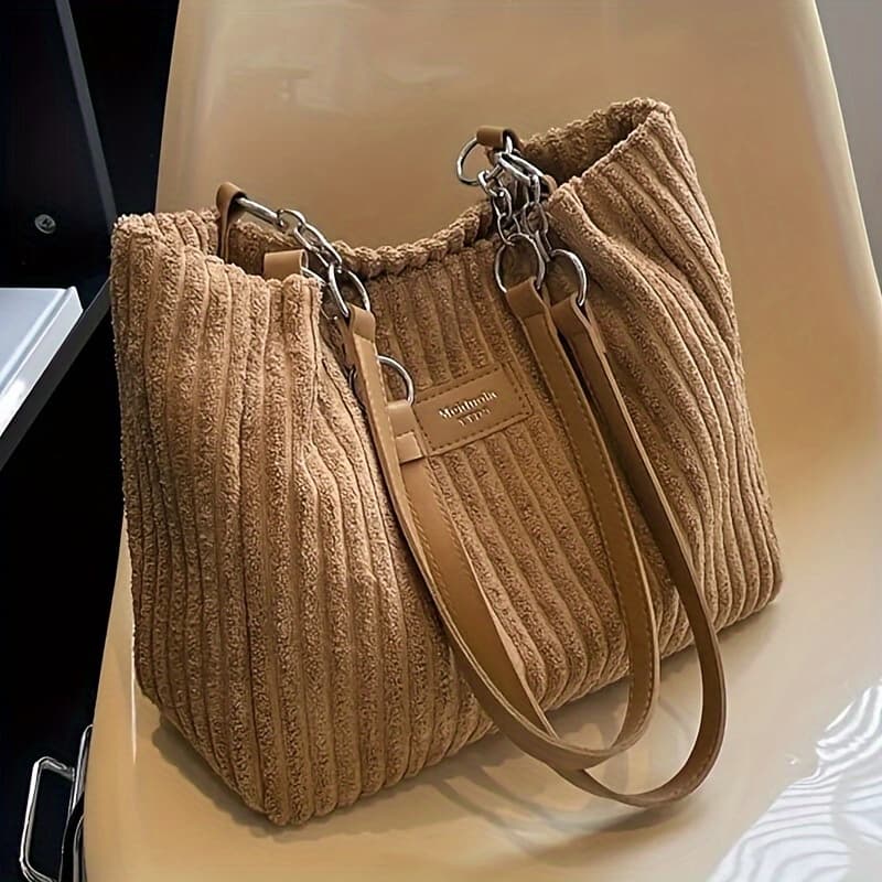TEMU Corduroy Women' Body Bag Large Capacity Tote Bag Daily Handbag