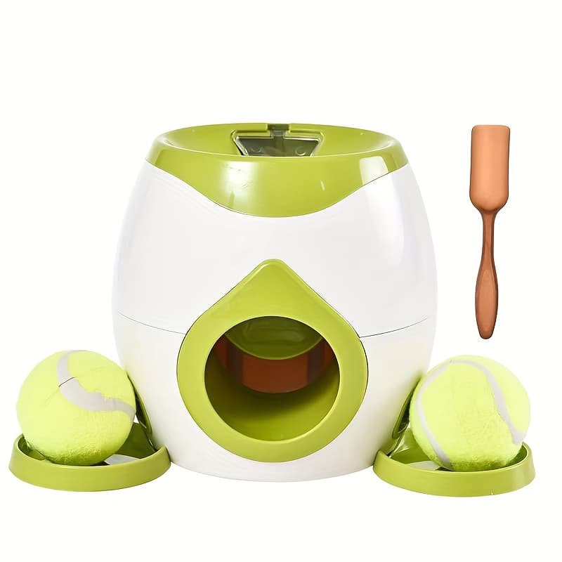 TEMU Pet Treat Reward Machine & Ball Launcher With 2 Tennis Balls, Interactive Fetch Tug Chew Toy, Durable Training Supplies For Small-medium Dogs, Indoor Outdoor High-visibility Pet Must-have