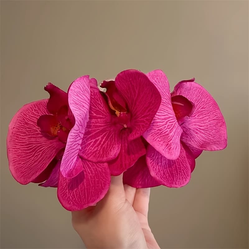TEMU -like Gradient Moth Orchid Large Hairpin, Claw Grip Headpiece, Fresh Flower Shark Clip, Versatile High-end Hair Accessory For Women