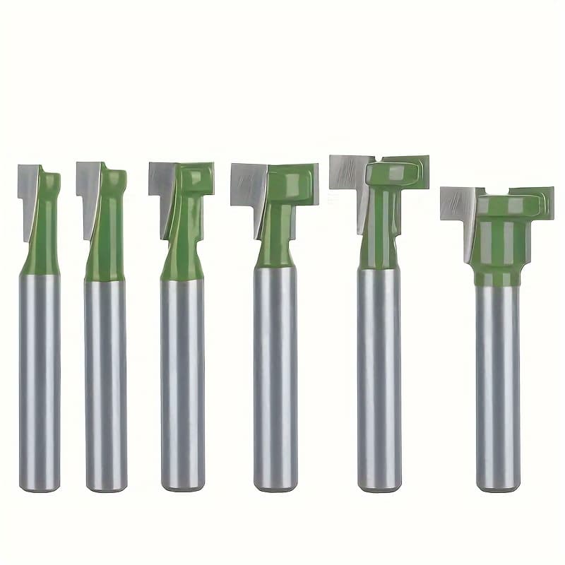 TEMU 6-piece Premium And Lock Hole Router Bit Set - Precision Woodworking Milling Tools For Cutting And Drilling - Durable Metal Construction For Picture Frames And Woodworking Projects