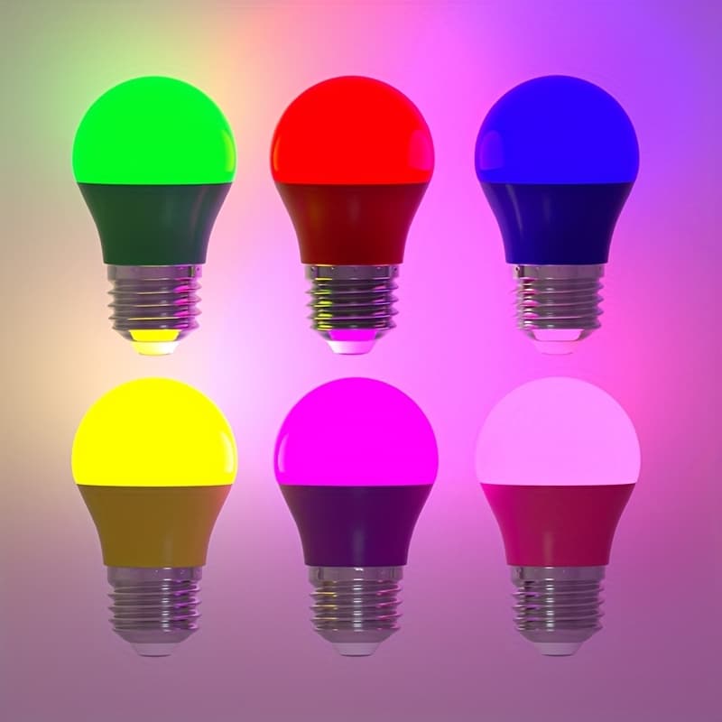 TEMU 6 Colors Light Bulb E26 Base 5w 450lm A15 Led Bulbs For Halloween Christmas Party Decoration G45 Colored Light Bulb Green Purple Yellow Blue Non Dimmable 6pcs