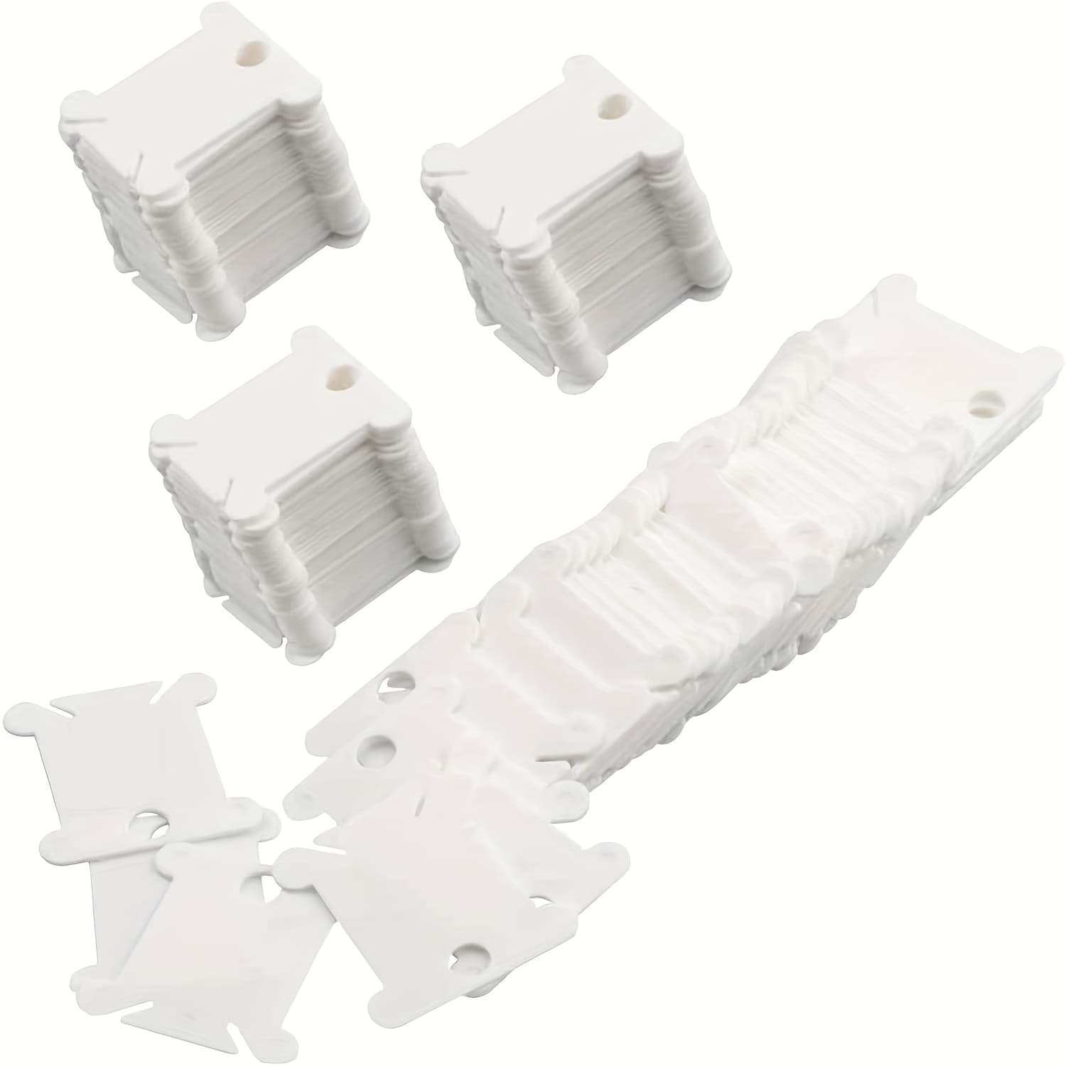 TEMU 240pcs Plastic Floss Bobbins For Cross Stitch Embroidery Thread Embroidery Floss Cross Stitch Threads Craft Diy Sewing Storage Winding Thread Organizer Holder Embroidery Diy Cards (white)