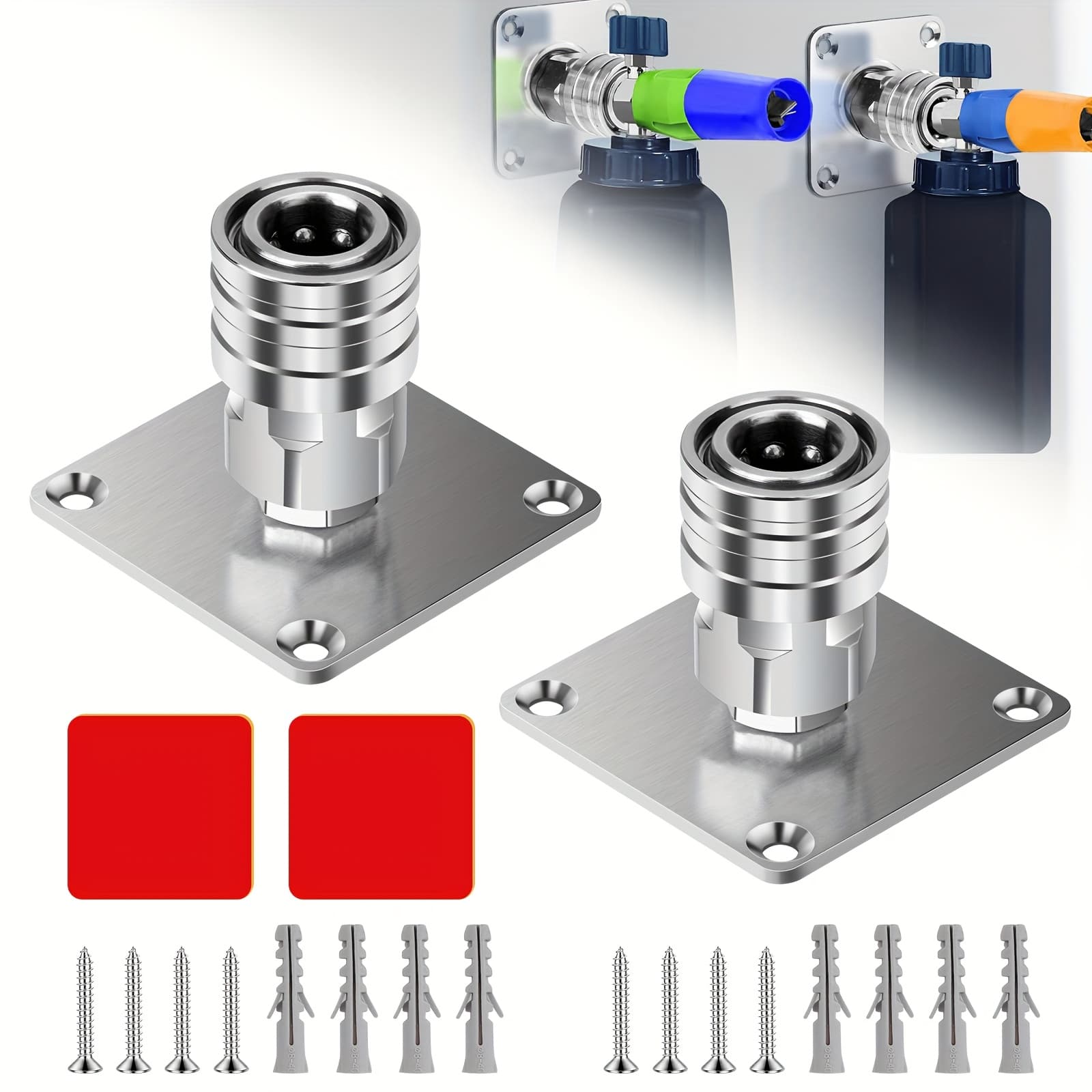 TEMU Pressure Washer Foam Cannon Holder, 1/4" Quick Connect, Stainless Steel Nozzle Tip Mount, Pressure Washer Storage Rack