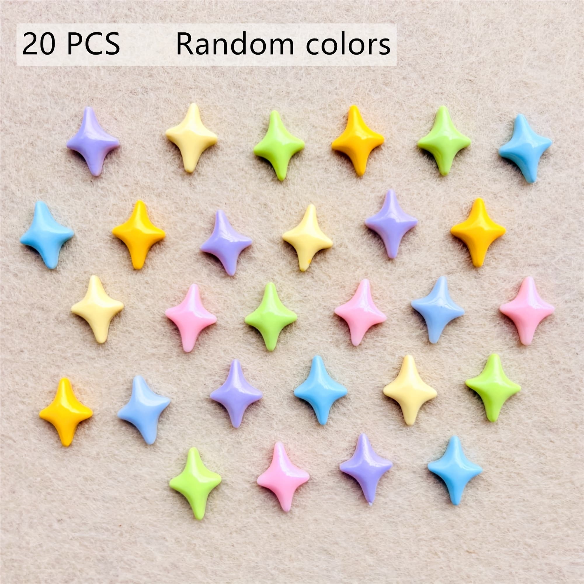 TEMU 20pcs Candy Flatback Charms Opaque Resin Cabochons Cute Star Embellishments For Hair Clips Photo Frames Scrapbooking Diy Crafts Making
