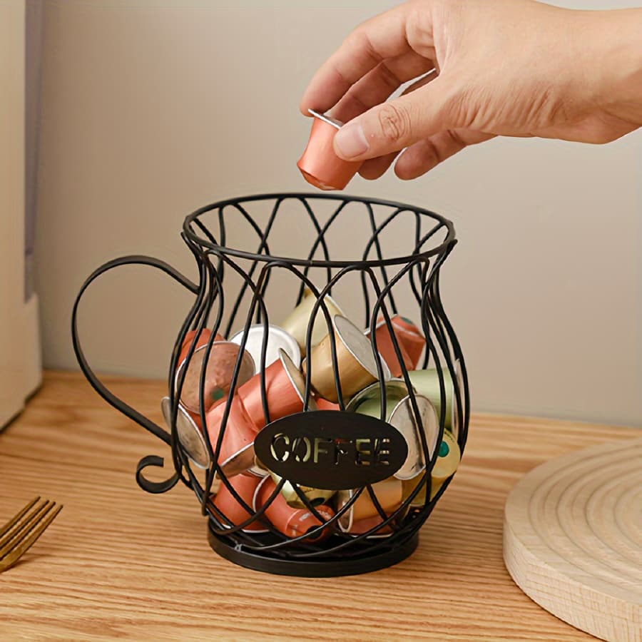 TEMU A Black Teapot Coffee Capsule Storage Rack, Light Snack Candy Storage Shelf, Coffee Shop Bar Display Rack