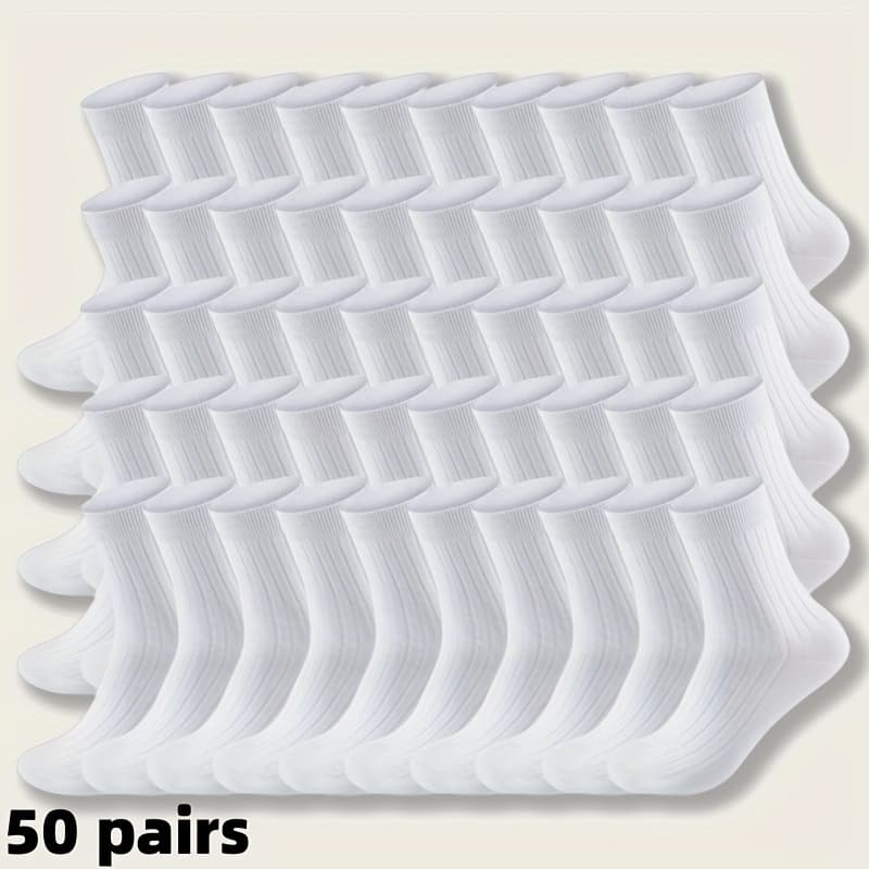 TEMU 50/100 Pairs Of Business Socks, Sports Socks, Casual Socks, Holiday Gifts, Solid Color Striped Socks.