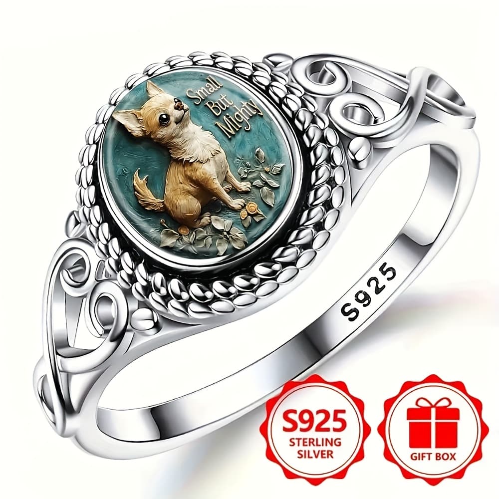 TEMU Ring, Fashionable Chihuahua Puppy, Cute, Strong Bohemian Style Engagement And Wedding Jewelry, Oval Daily Gift, Four-season Jewelry | Bohemian | Durable