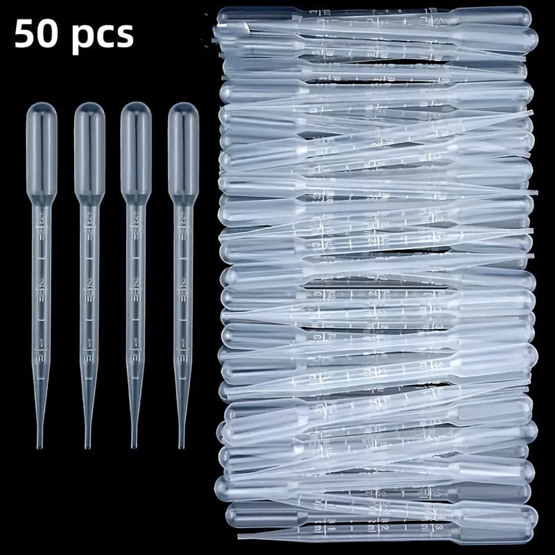 TEMU 50pcs Set Transparent Plastic Graduated Pipettes - Precision Measuring And Transferring Tool For Essential Oils, Laboratory Supplies - Hand Washable, , Rectangular Shape, Precise Tool