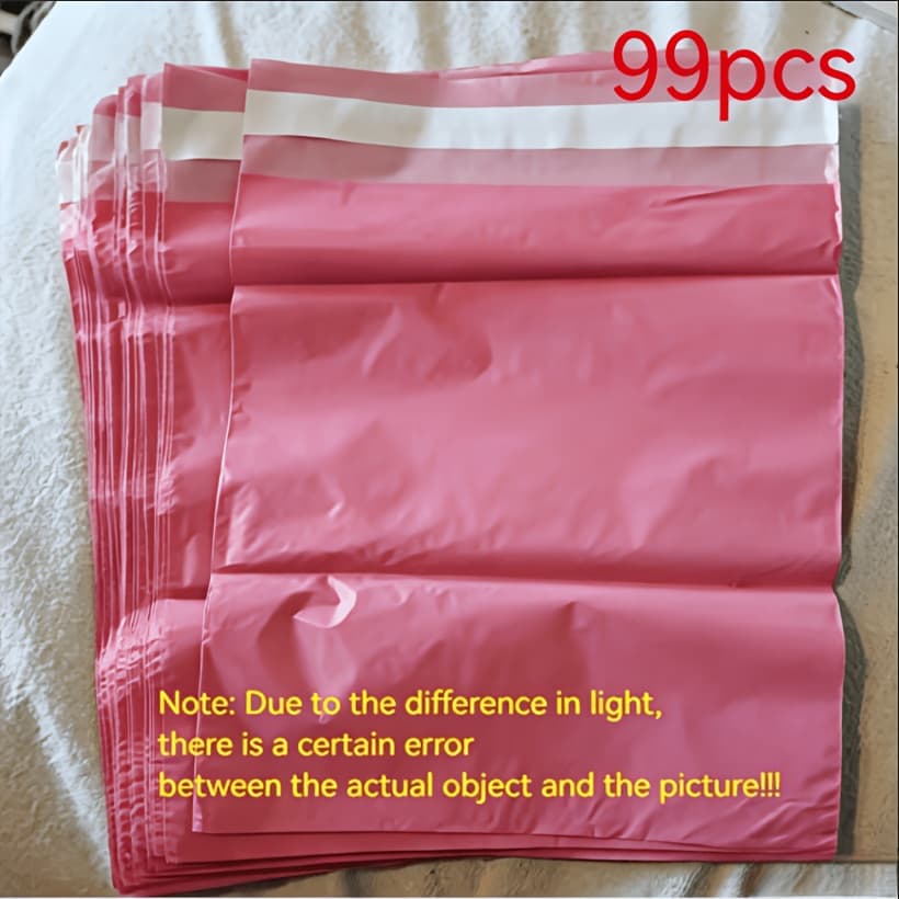 TEMU 99pcs Set, Pink Packaging Bags | Shopping Bags | Gift Bags | Storage Bags | Polyethylene Courier Mailer Envelopes, Thick Garment Packaging For Shipping And Mailing