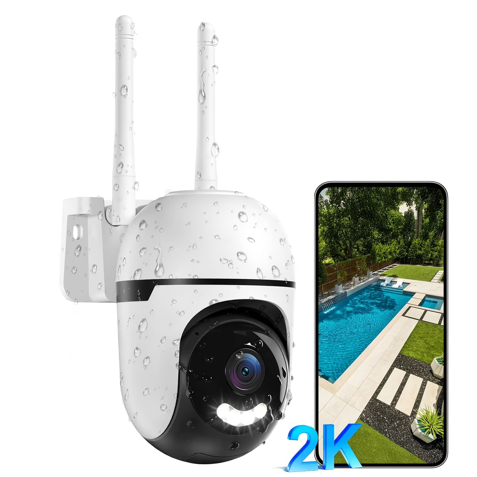 TEMU 2k Outdoor Ptz Security Camera Wired, 5g & 2.4ghz Wifi, Ip66 Waterproof, 360° Pan Tilt, Ai Human Vehicle Detection, Night Vision, Audio Home Surveillance Camera