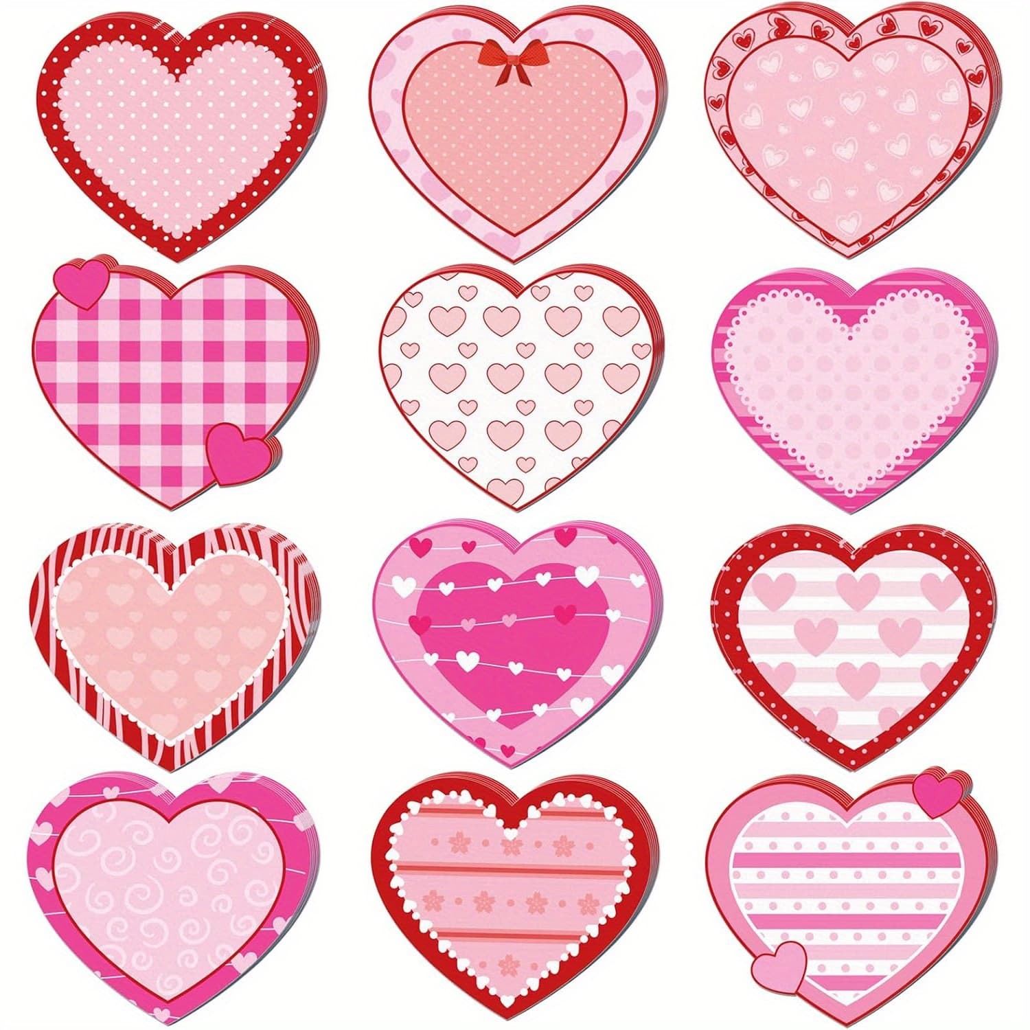 TEMU 12 Pack Pink And Heart Sticky Notes | 3.9x3.4 Inch Valentines Day Small Sticky Notes, Mini Sticky Notes Bulk, Stick Notes, Valentines Day Gifts, Made Of Paper