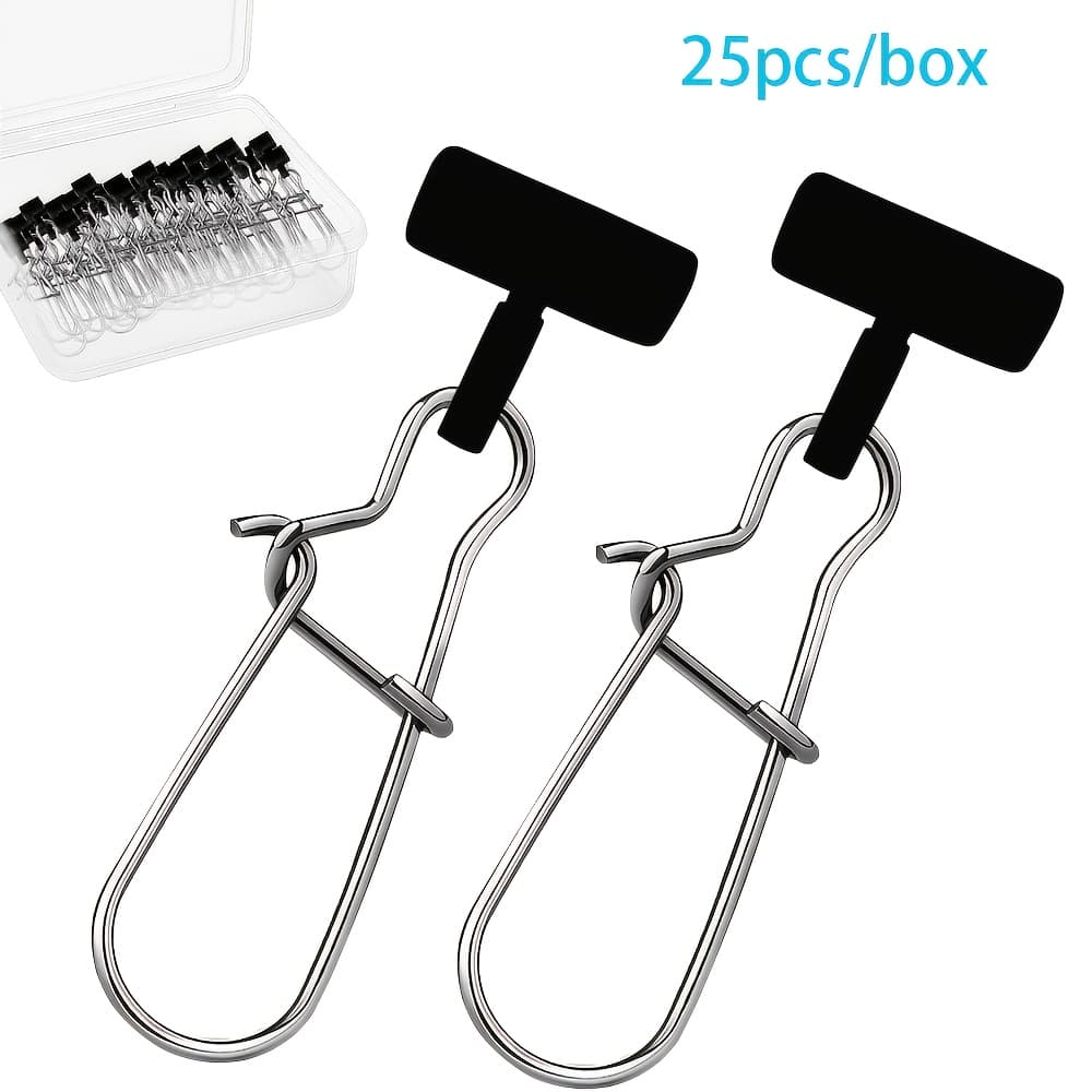 TEMU 25pcs Heavy Duty Fishing Line Sinker Slides, Fishing Swivels & Snaps With ,snaps Outdoor Fishing Accessories