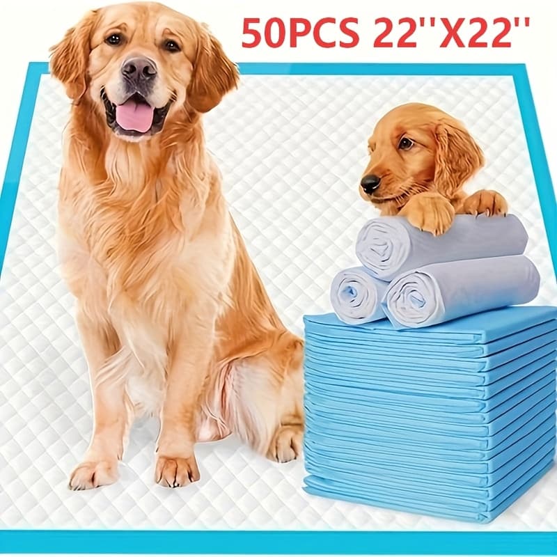 TEMU 22 X 22 Inches Xxl Extra Large Dog Pee Pads, Premium Disposable Dog Training Pads, Super Absorbency, Blue Leak-proof