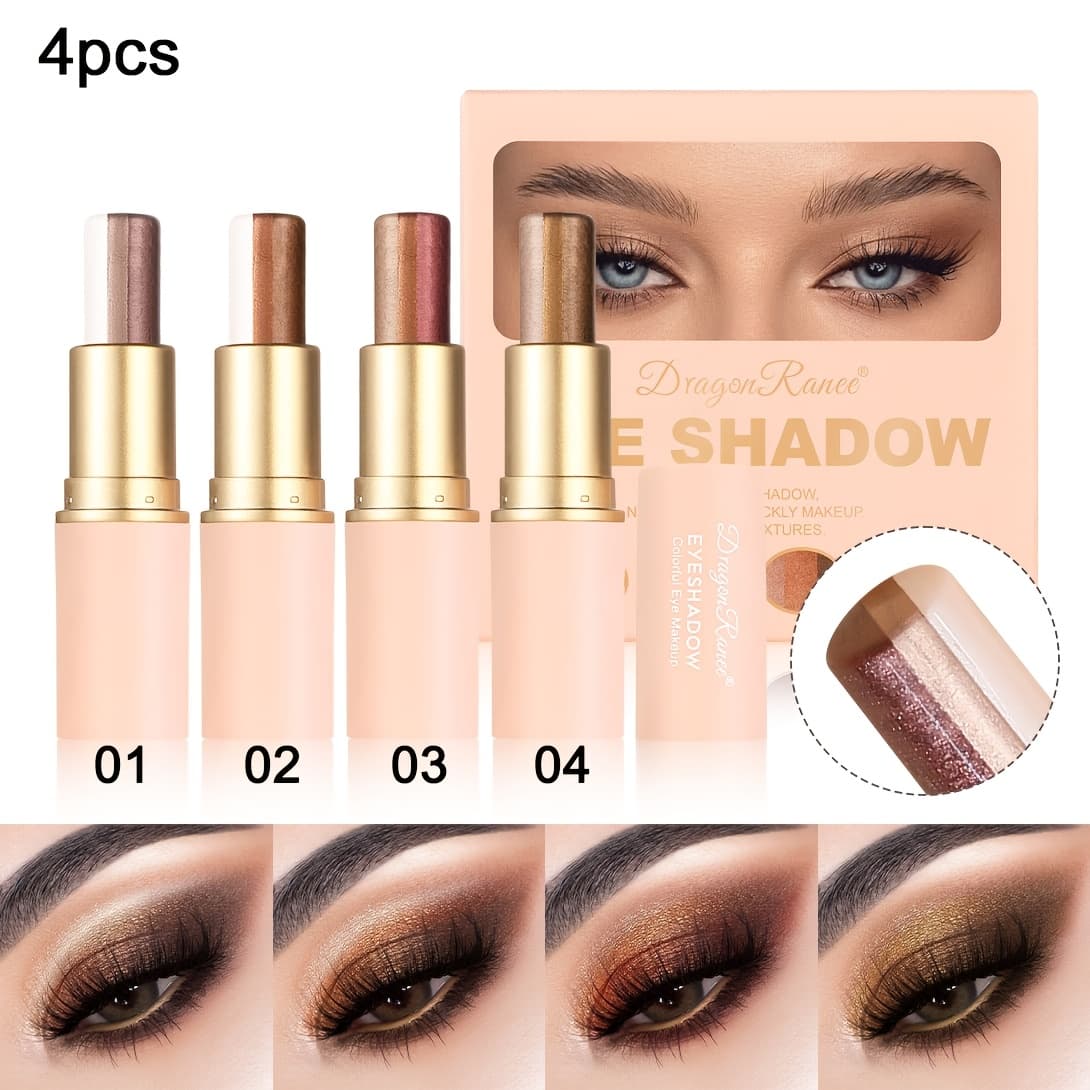 TEMU Set Of 4 3-in-1 Eyeshadow Sticks - Trio Of Cream Eyeshadows In , Perfect For Beginners And Easy To Apply