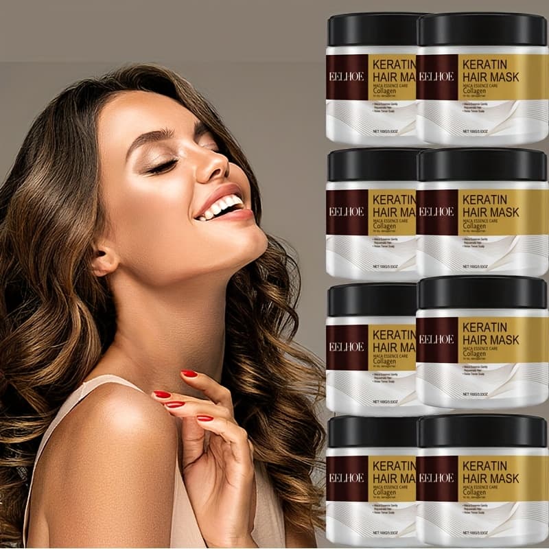 TEMU 8pcs Moisturizing Hair Mask, Hydrating Hair Mask, Enhances Smoothness And Adds , Convenient For Home Care