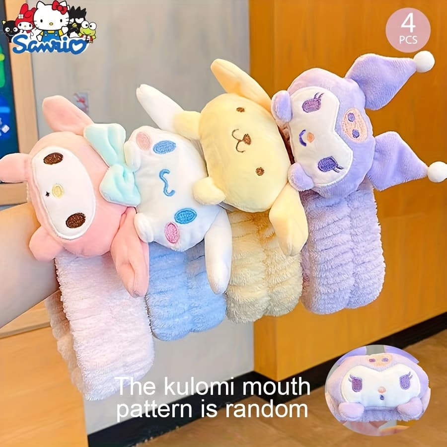 TEMU 4pcs Of Cartoon Face Shampoo Band, Cloth Material, Cute And Bands, Waterproof Hair Bands, Suitable For And, Birthday Gifts For All .