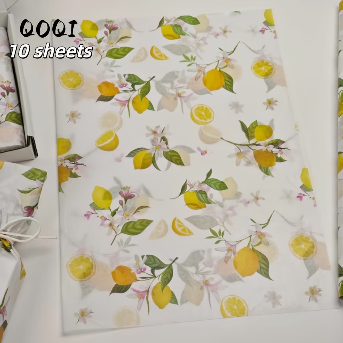 TEMU Qoqi Lemon-themed Gift Wrapping Paper Suitable For Easter, Weddings, Birthdays - Sheets Of Lemon Patterned Wax/polymer Coated Thin Paper For Crafts, Party Decorations, Gift Bag Filling (//)