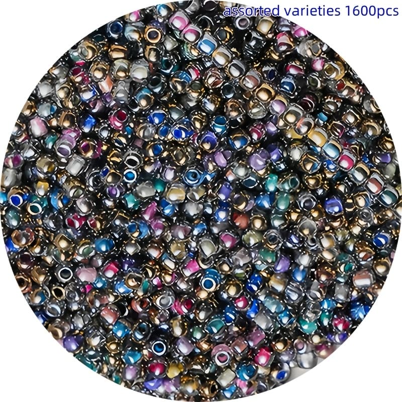 TEMU 1600pcs Assorted Colors High-quality 2mm Half Golden Color & Glass Seed Beads For Handmade Making, Beaded Bracelets, Necklaces, And Accessories