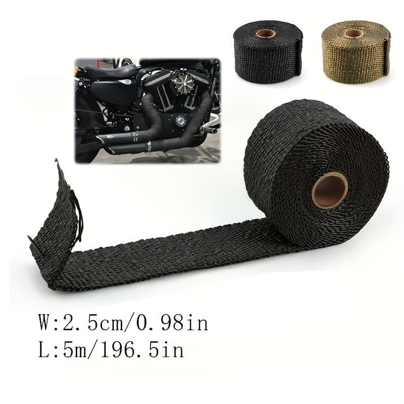 TEMU High Temperature Glass Fiber Tape 196.5 Inch - Insulation Heat Resistant Up For Exhaust Wrap - Durable Fiberglass Insulating Tape For Automotive And Motorcycle Applications On Metal And Pipes