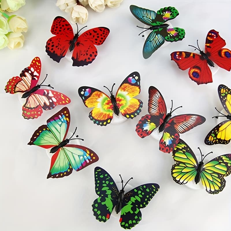 TEMU 9pcs 3d Led Decoration Night Light Sticker Single And Double Wall Light For Garden Backyard Lawn Party Festive Party Nursery Bedroom Living Room Colorful Stickable Nightlight