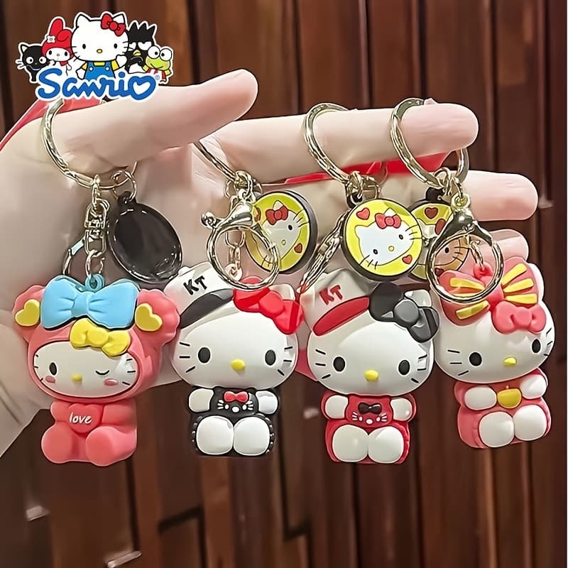 TEMU Gift For Her/him 4pcs Grants Hello Kitty The Right To Create Adorable Keychains, Cartoon Keychains, Car Charms, Key Holders, Bag Additions, Ornaments, Essential For During Celebrations