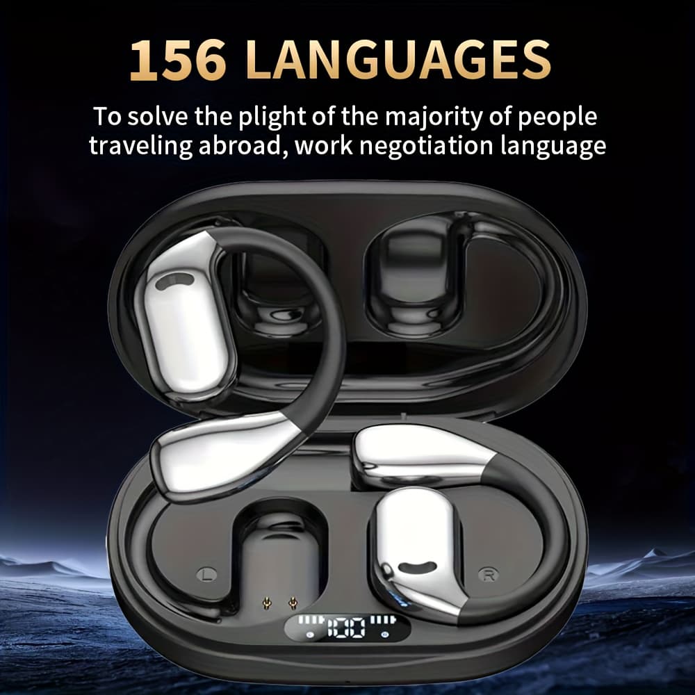 TEMU [ai Translation Earphones] 3-in-1 Ai Translation Earphones | Real-time Translation For 156 Languages, Bone Conduction Wireless Headphones - Ideal For Travel, Business, And Learning