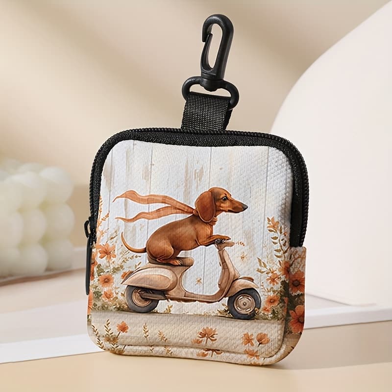 TEMU Electric Scooter Puppy Pattern Cute Print Coin Purse, With Safety And Zipper Pocket, Multi-functional Storage Bag, Coin Storage And Organization Bag, Suitable For Men And Women