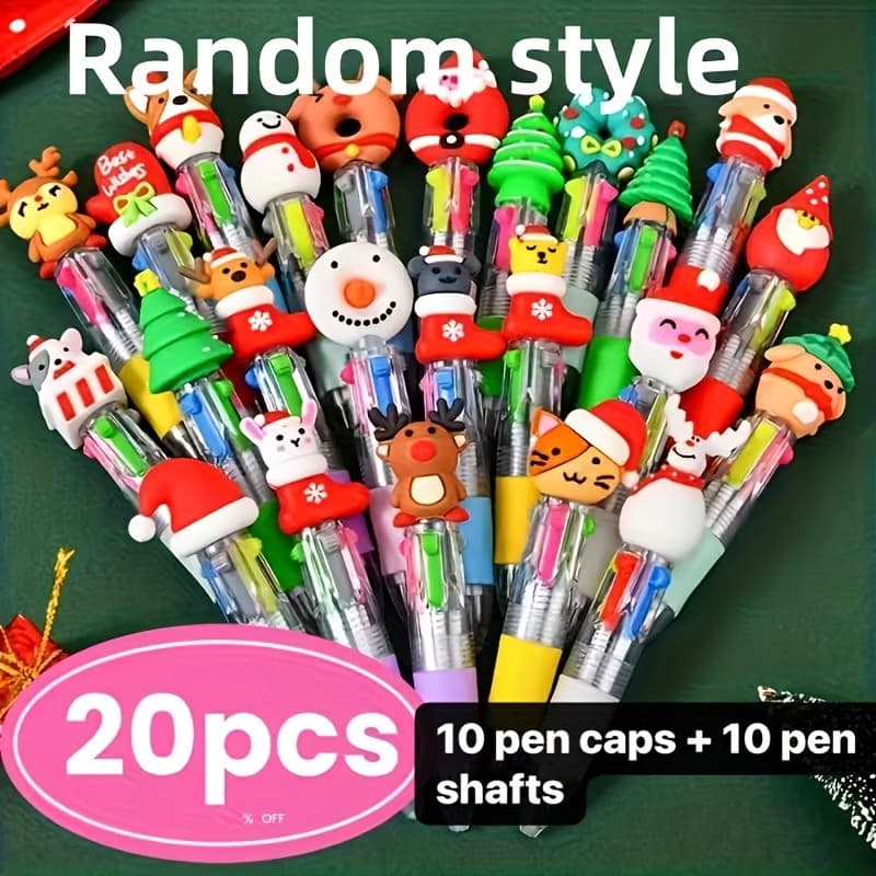 TEMU 20 Cute Mini Christmas Day Whimsical Ballpoint Pens-bright And , , Suitable For Office And Holiday Gifts