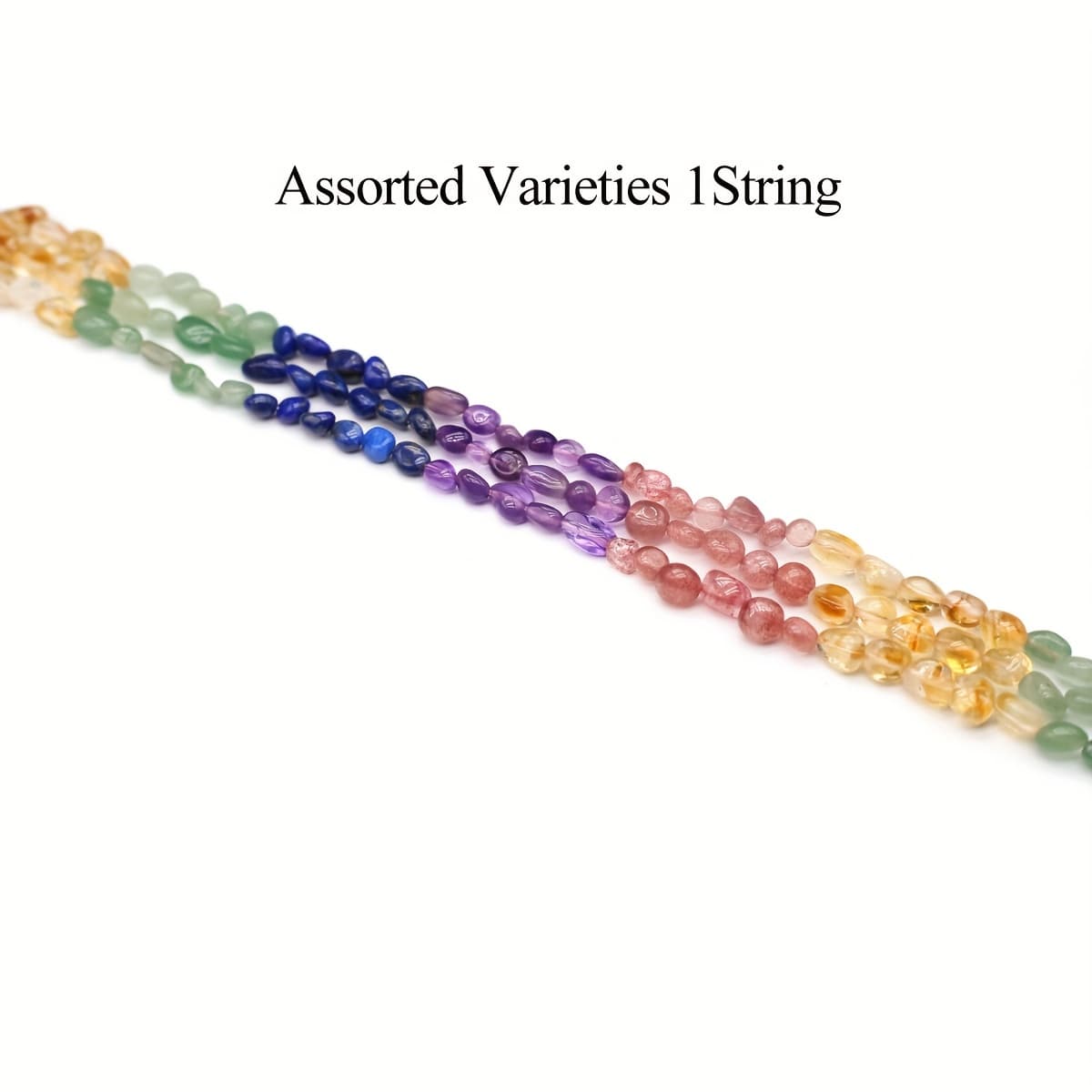 TEMU A String Of Multicolored Natural Stone Beads In A Bohemian Style, Featuring Irregular Oval Shapes Measuring 0.6-0.7cm, Perfect For Necklaces, Bracelets