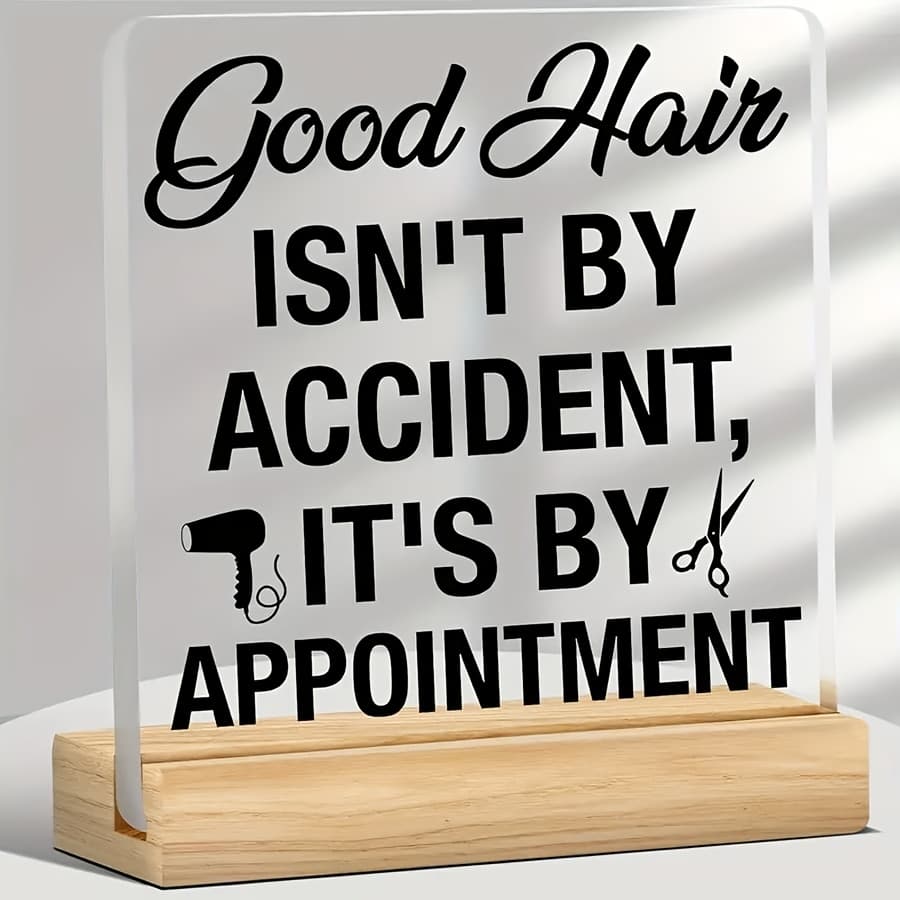 TEMU [2d Flat] Acrylic Hair Quote Display Sign | Horizontal Design | And Barber Shop Decoration | Featherless Acrylic Front | Gift Ideas For Hairstylists