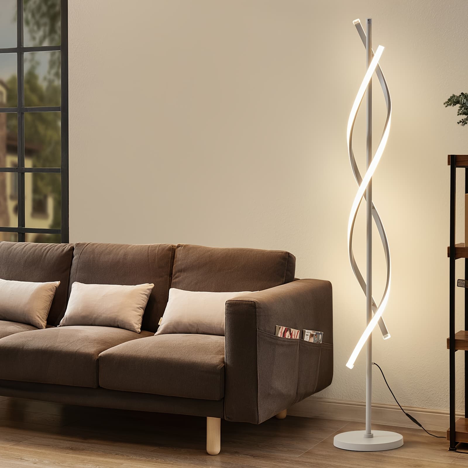 TEMU 60" Modern Floor Lamp Spiral Floor Lamps Dimmable Multiple Color Temperatures 48w Contemporary Floor Lamp For Bedroom, Living Room, Kitchen, Office