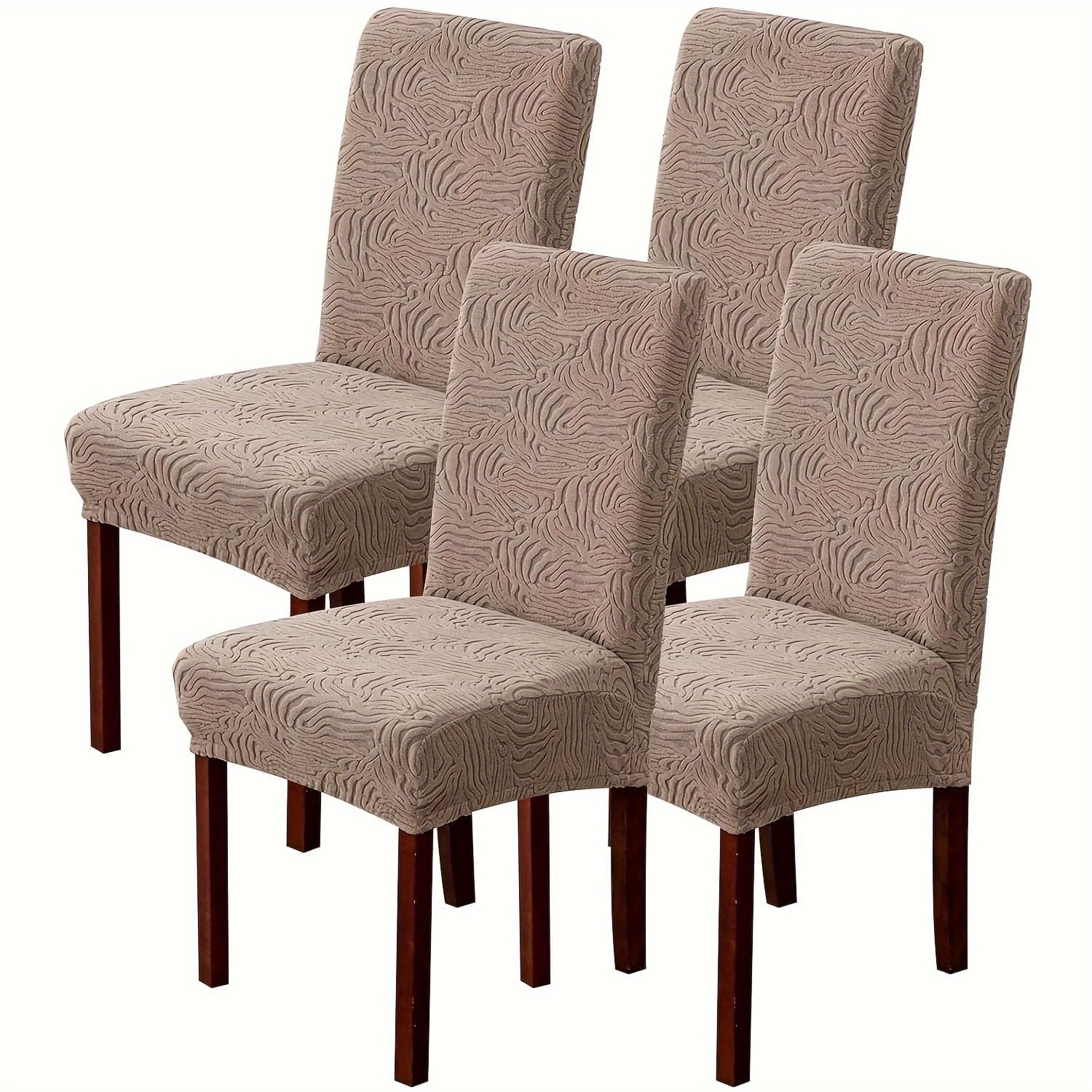 TEMU 4/6pcs Chair Covers For Dining Room, Stretch Jacquard Dining Chair Slipcovers Removable Washable Chair Protector For Kitchen, Hotel, Restaurant