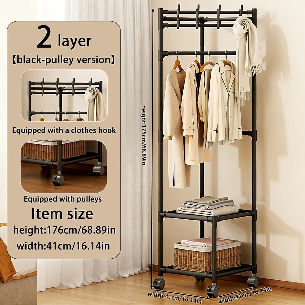 TEMU A Multifunctional Corner Coat Rack, Equipped With A Shoe Shelf And Hooks, Suitable For , Closets, Bedrooms, And Living Rooms