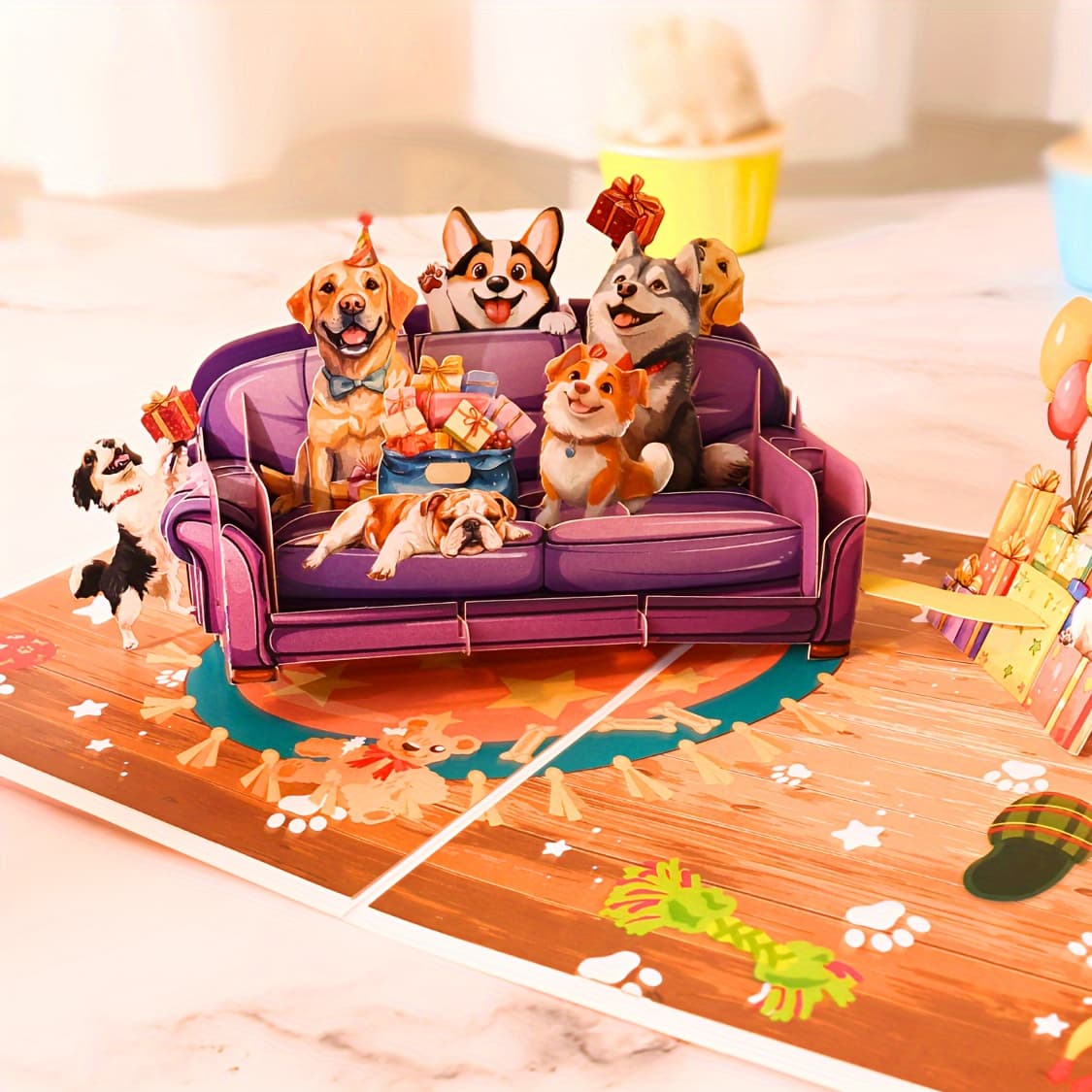 TEMU Adorable Pup, Dog : 3d Pop-up Birthday Card With Note & Envelope - Perfect For , & Christmas
