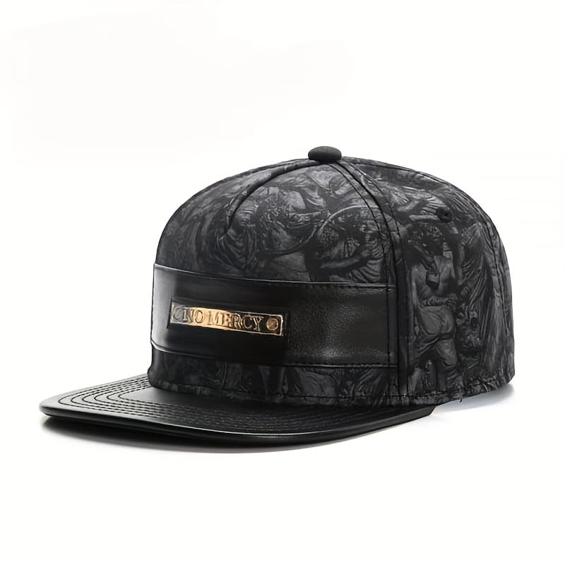 TEMU Men's Black Baseball With Intricate Golden Embroidery - "" Design, Polyester, Sports Style, Adjustable Snapback, Casual & Casual Wear, Casual Headwear | | Detailed Embroidery, Baseball
