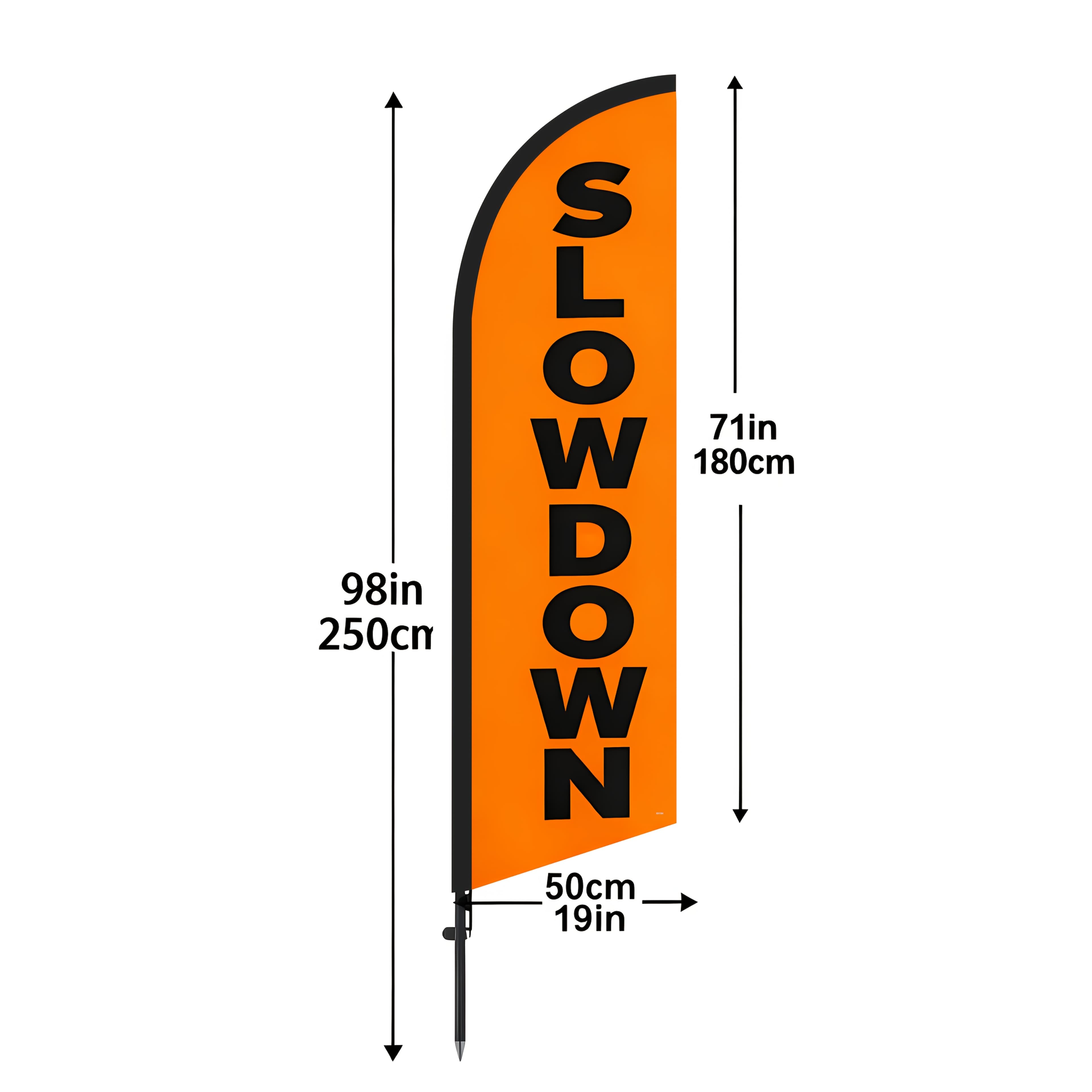 TEMU Slow Down Flag Style Feather Flag, 6.5 Feet Tall (pole Not Included). Campus Safety , Made Of Polyester Fabric, Double-sided Display, And , Wind-resistant And Durable, Portable And