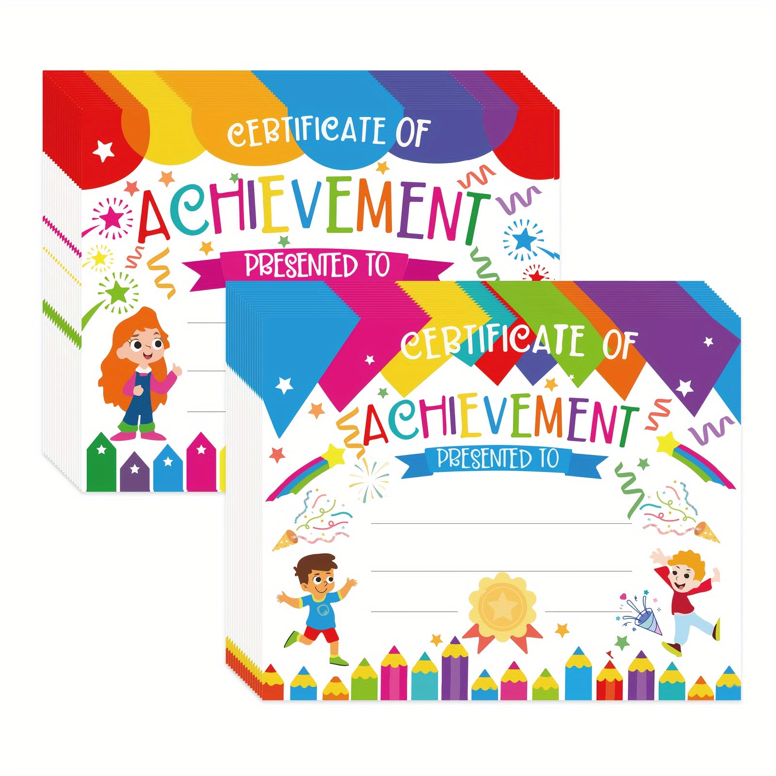TEMU 40pcs Student , Certificate Of Designs Colorful Certificate Of School Classroom Supplies For Students Boys Girls