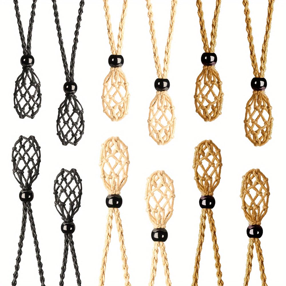 TEMU 12pcs/set Necklace Pendant Settings With Adjustable Cord, Necklace Clasp Pendant, For Gemstone Pendants, Jewelry Necklace Findings