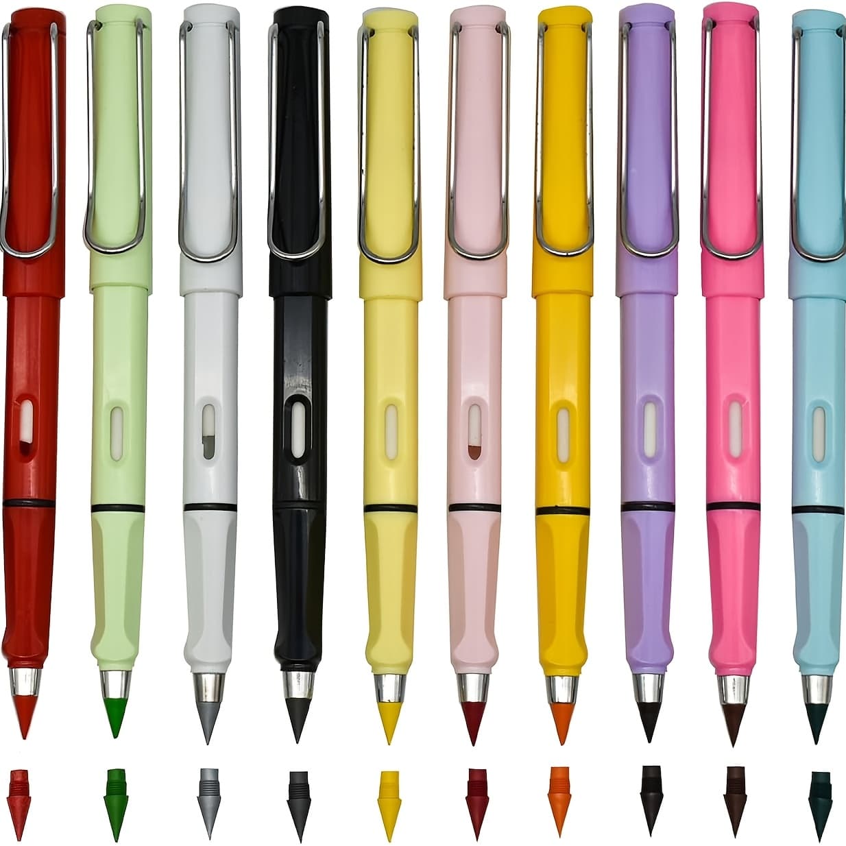 TEMU 24pcs Colored Pencils & 60 Replacement Pen Heads/set, Cannot Be Used As Ink Pens, Student Drawing Supplies - Birthday Gifts - Christmas Gifts - Prizes