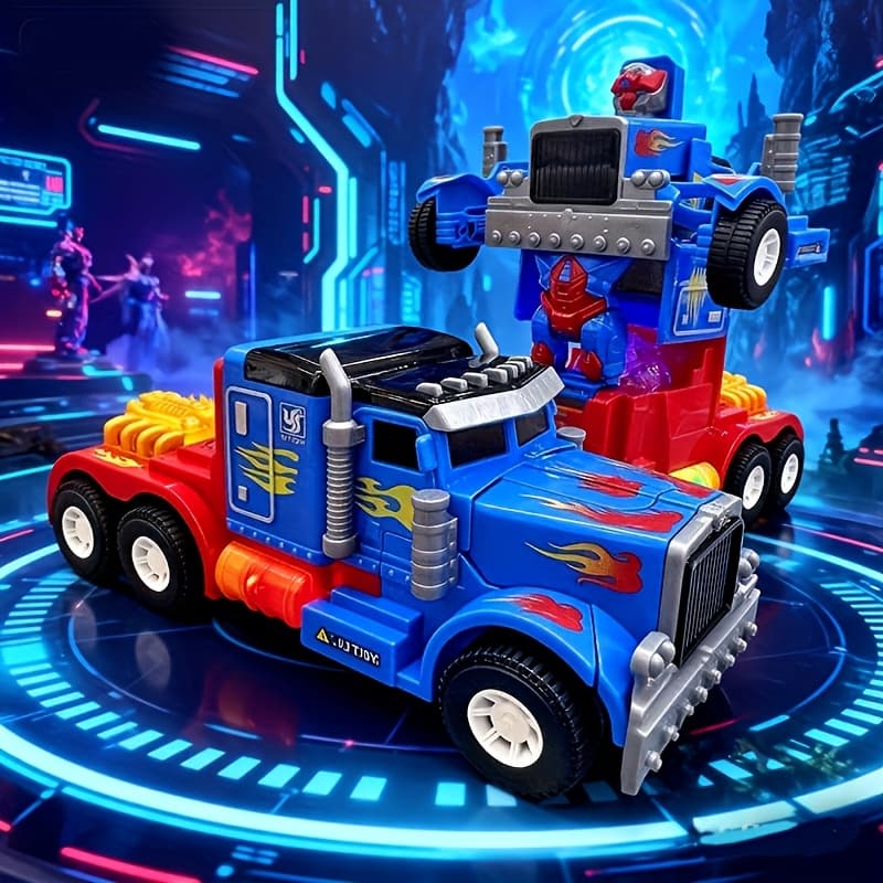 TEMU A Large Toy Truck That Into A Robot, Featuring Lights And Music, Automatic Transformation, And Obstacle Avoidance, Perfect For Holiday Or Birthday Presents