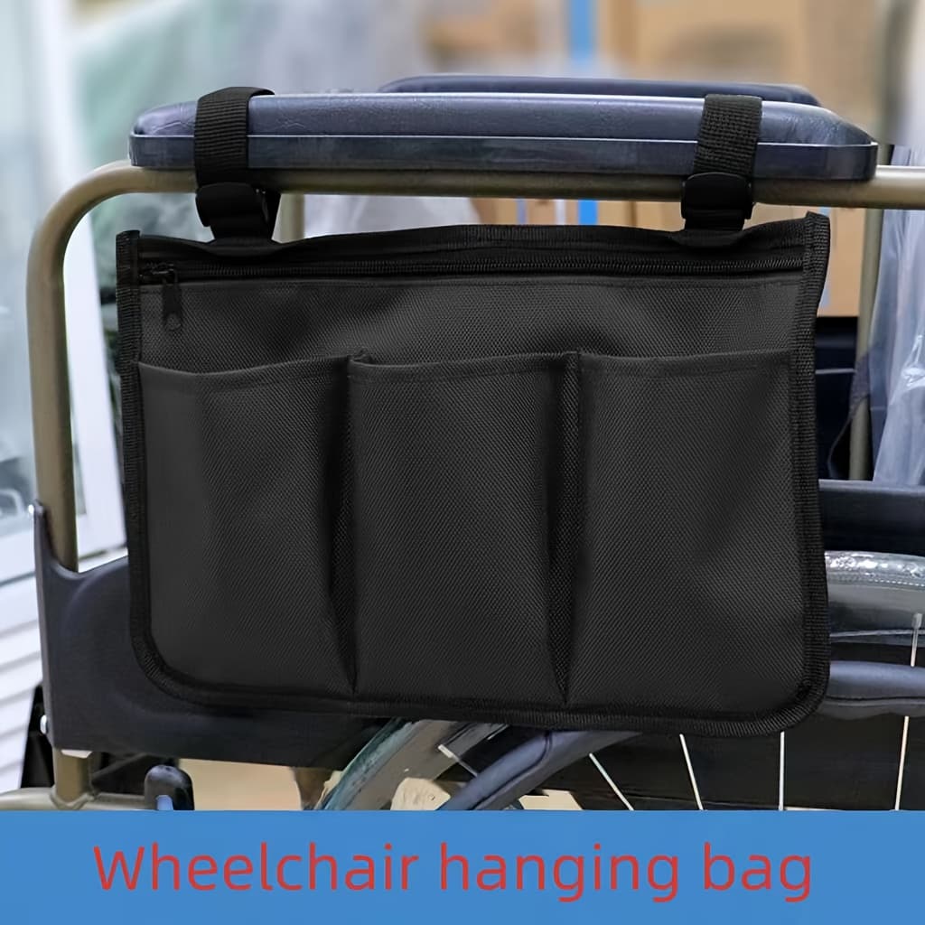 TEMU Comfortable Wheelchair Armrest Bag - Ultra-convenient, Spacious Storage Pouch With Secure Hanging System And Padded Sides For And Organization