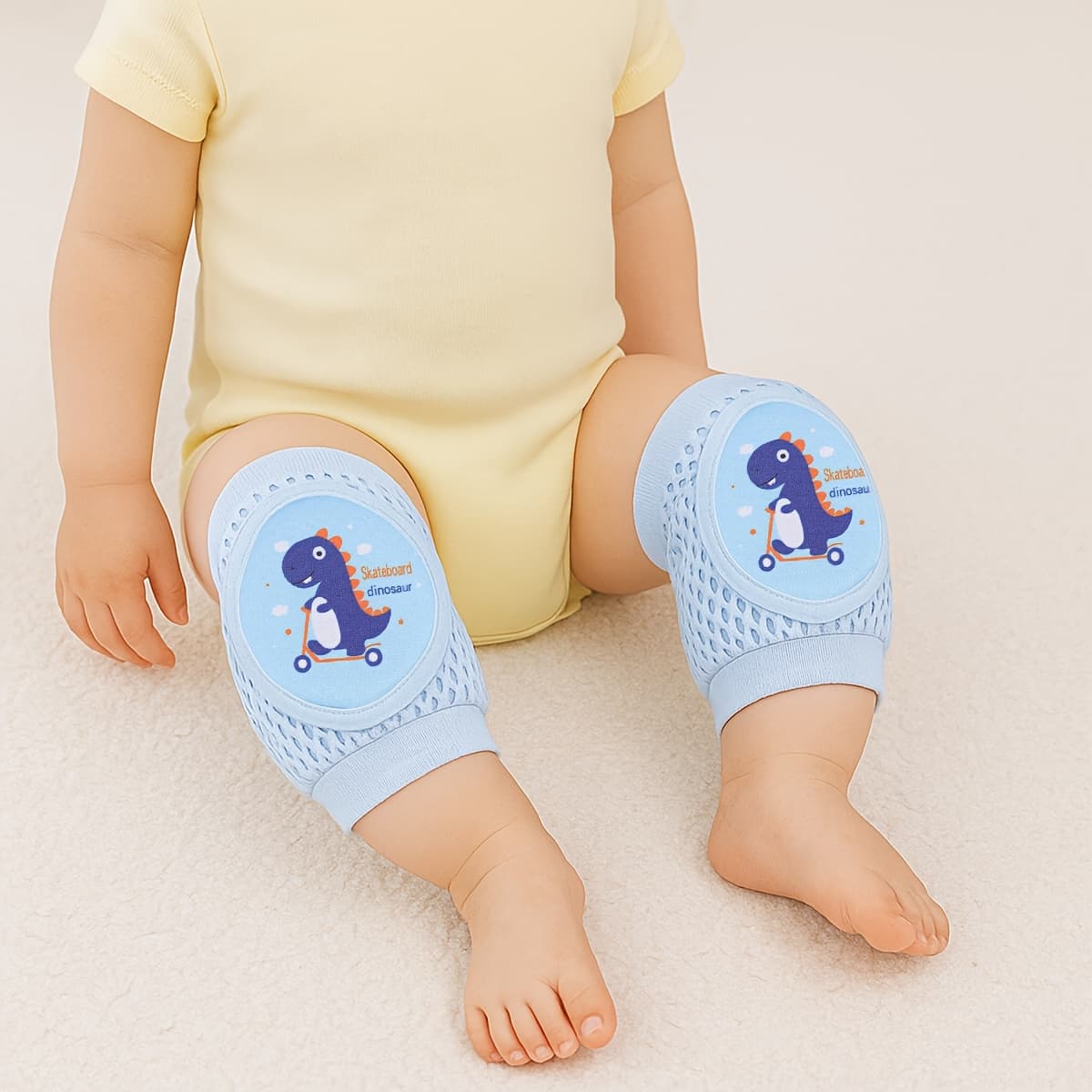 TEMU Knee Pads Compatible For & - Crawling With Cute Cartoon Design, Breathable Pull- Knee For Indoor Play, Motor Skills Development - Wear For Baby