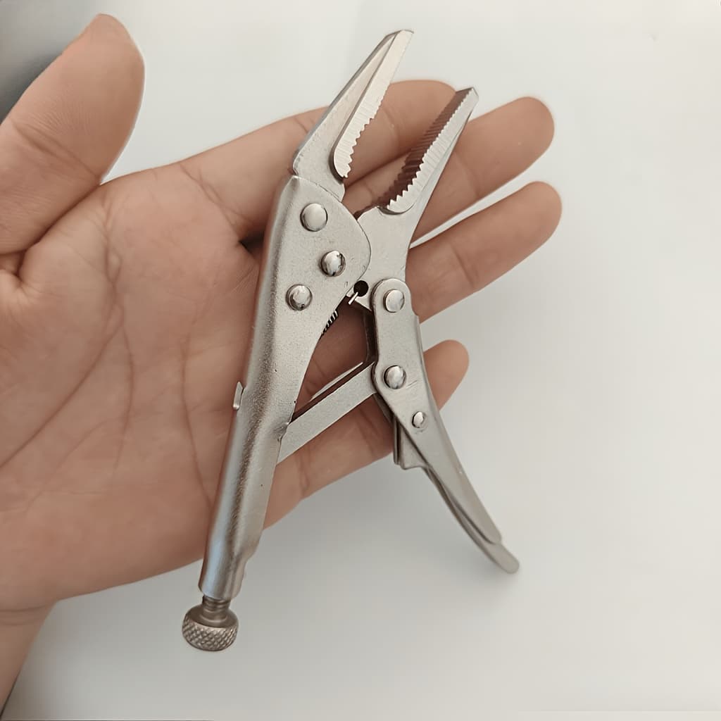 TEMU 5-inch Long Nose Locking Pliers, Portable Mini Needle Nose Pliers, Adjustable Grip Force, For Hand Repairs, , Home Diy, Auto Repair