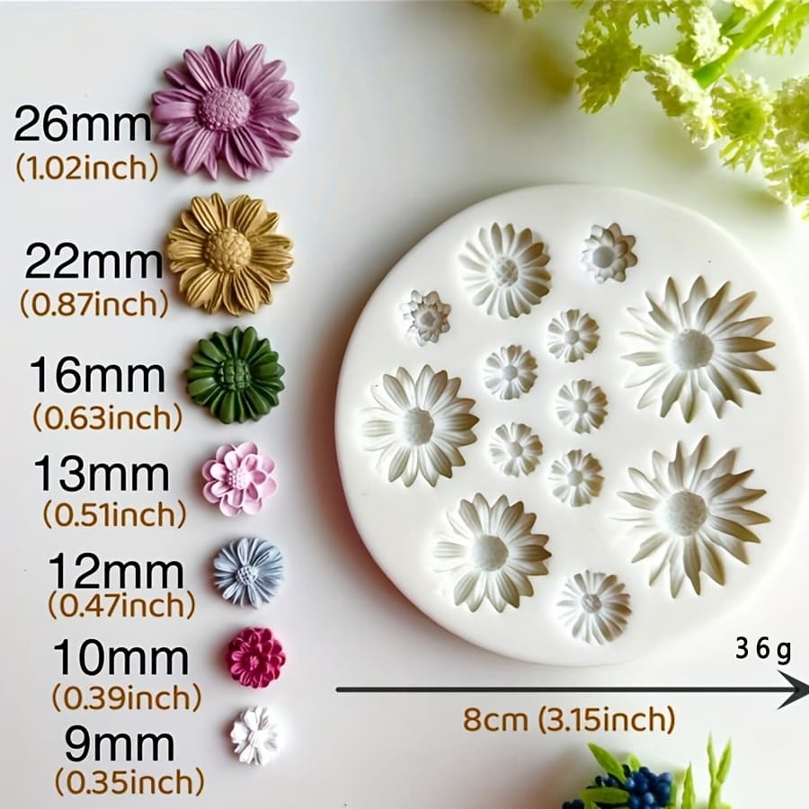 TEMU Flower Silicone Mold Bouquet Polymer Clay Flower Casting Mold 1pc