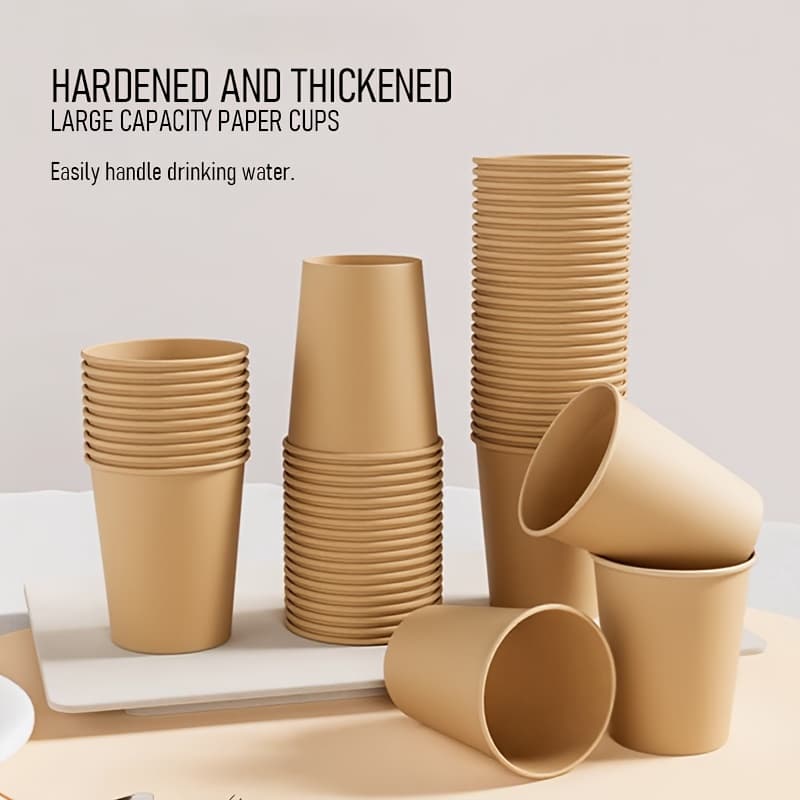 TEMU 50 Pack Unbleached Paper Coffee Cups With Pet Coating - Brown 9oz Disposable Hot/cold Beverage Cups, Compatible For Home, Office, Cafes, Parties - & For /animals